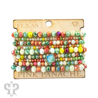 Nine strand faceted bead bracelet set with Austrian crystal