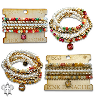 Five strand crystal and pearl bead bracelet set, Austrian crystal