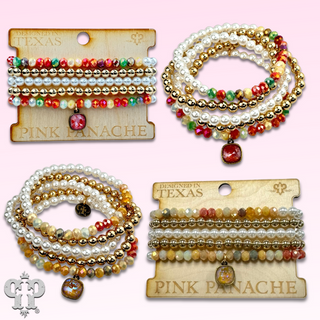 Five strand crystal and pearl bead bracelet set, Austrian crystal