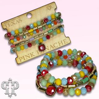 Crystal and tube bead bracelet stack set, Austrian crystal