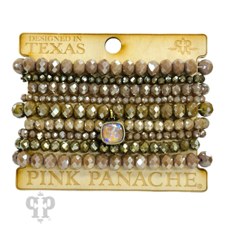 Nine strand faceted bead bracelet set with Austrian crystal