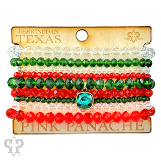 Nine strand faceted bead bracelet set with Austrian crystal