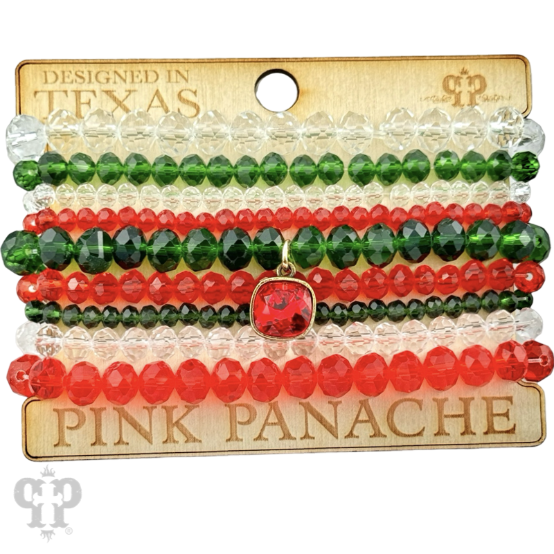 Nine strand faceted bead bracelet set with Austrian crystal