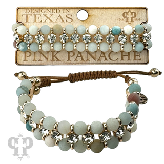 Bead and rhinestone adjustable bracelet