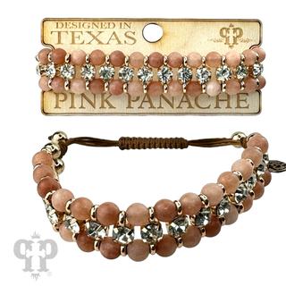 Bead and rhinestone adjustable bracelet