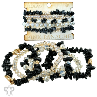 Stone chip bead bracelet set