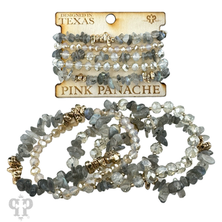 Stone chip bead bracelet set
