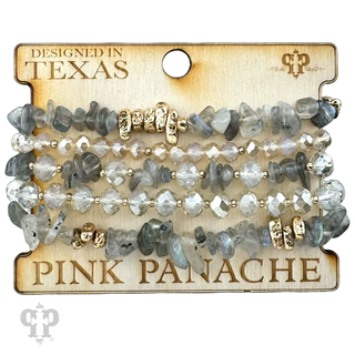 Stone chip bead bracelet set