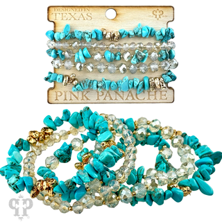 Stone chip bead bracelet set