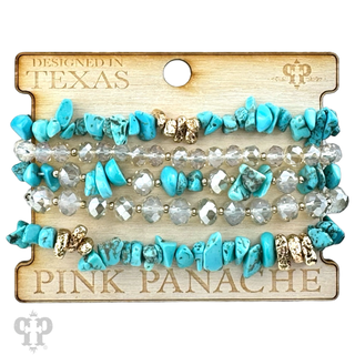 Stone chip bead bracelet set