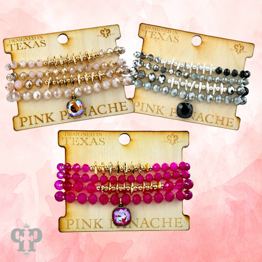Crystal mixed bead bracelet set