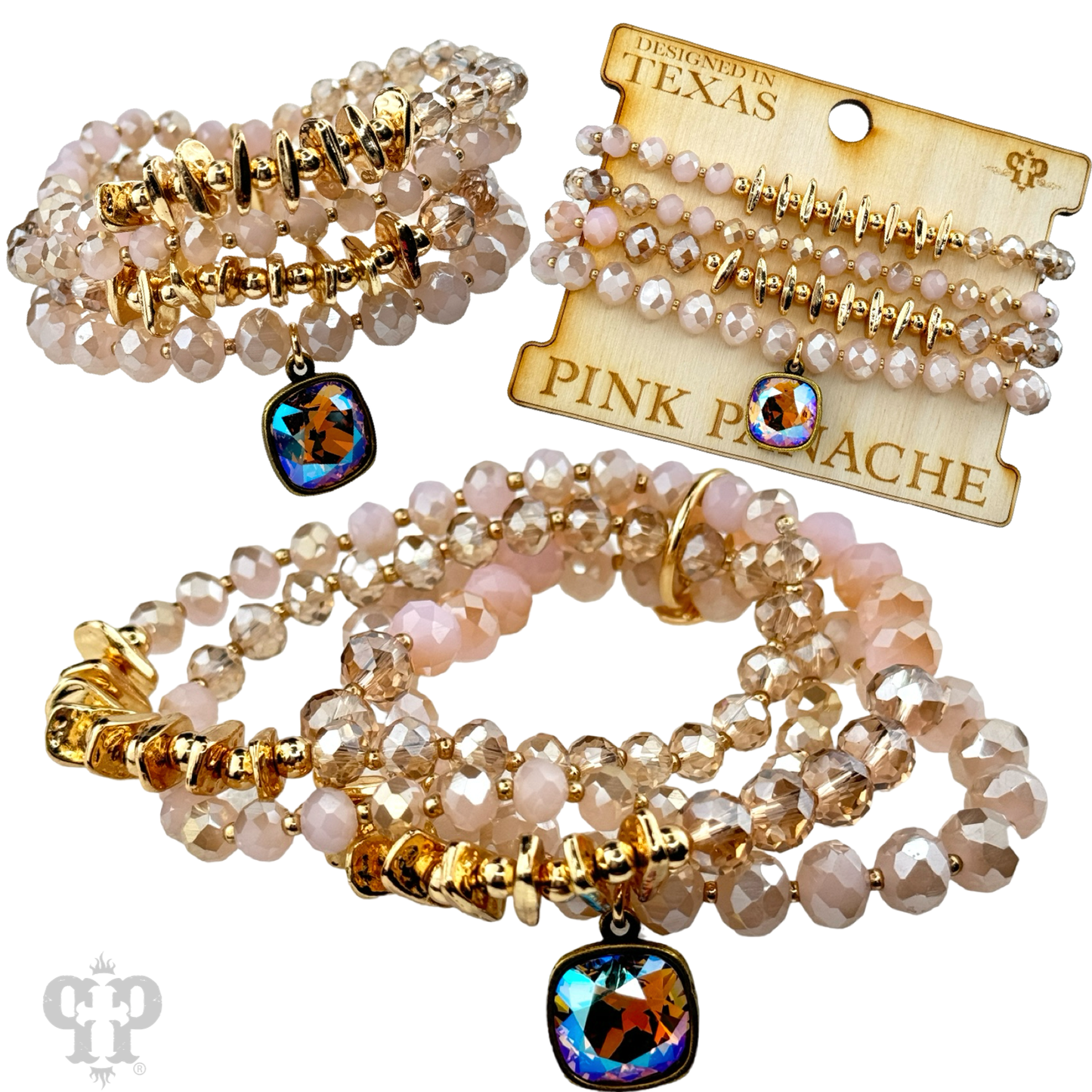Crystal mixed bead bracelet set