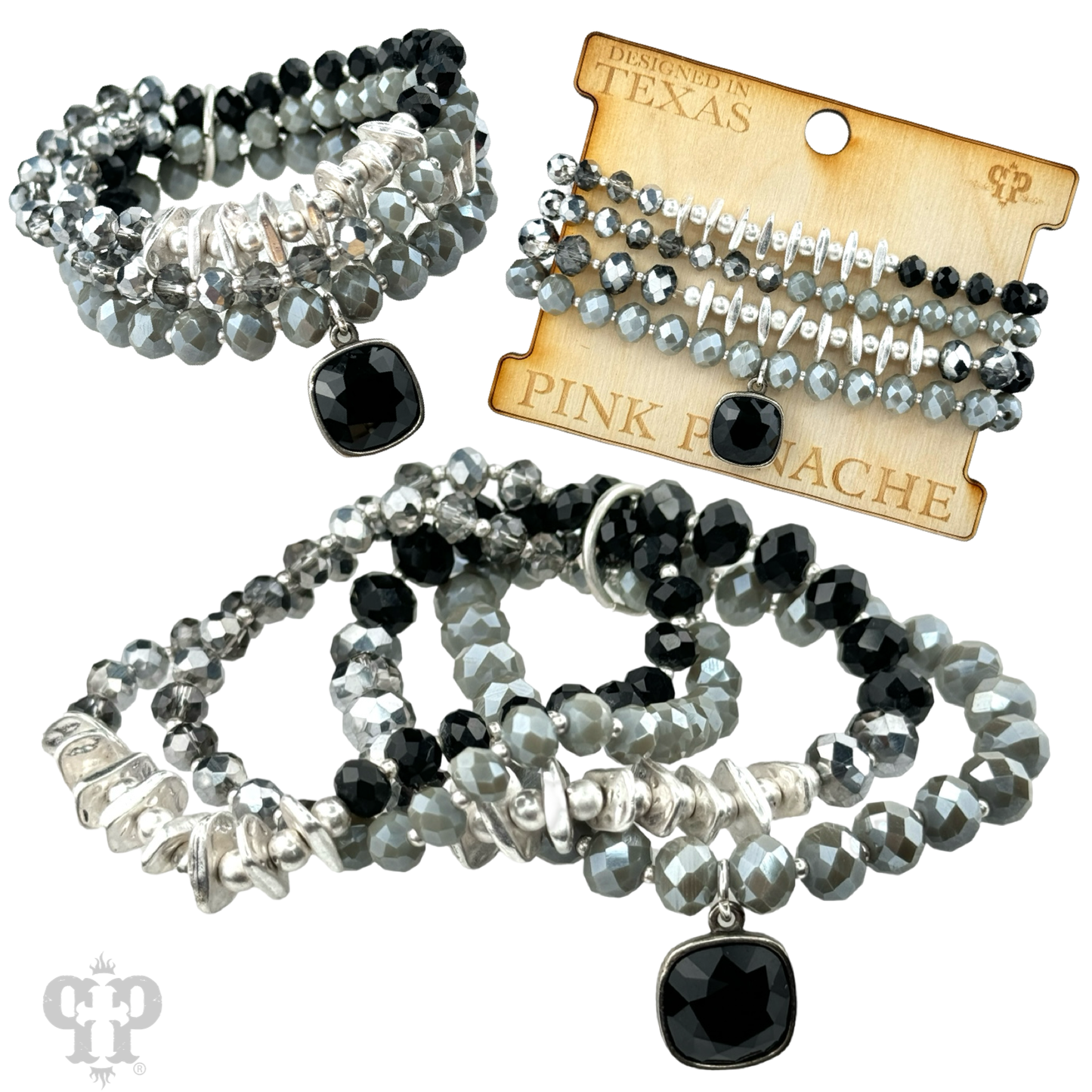 Crystal mixed bead bracelet set
