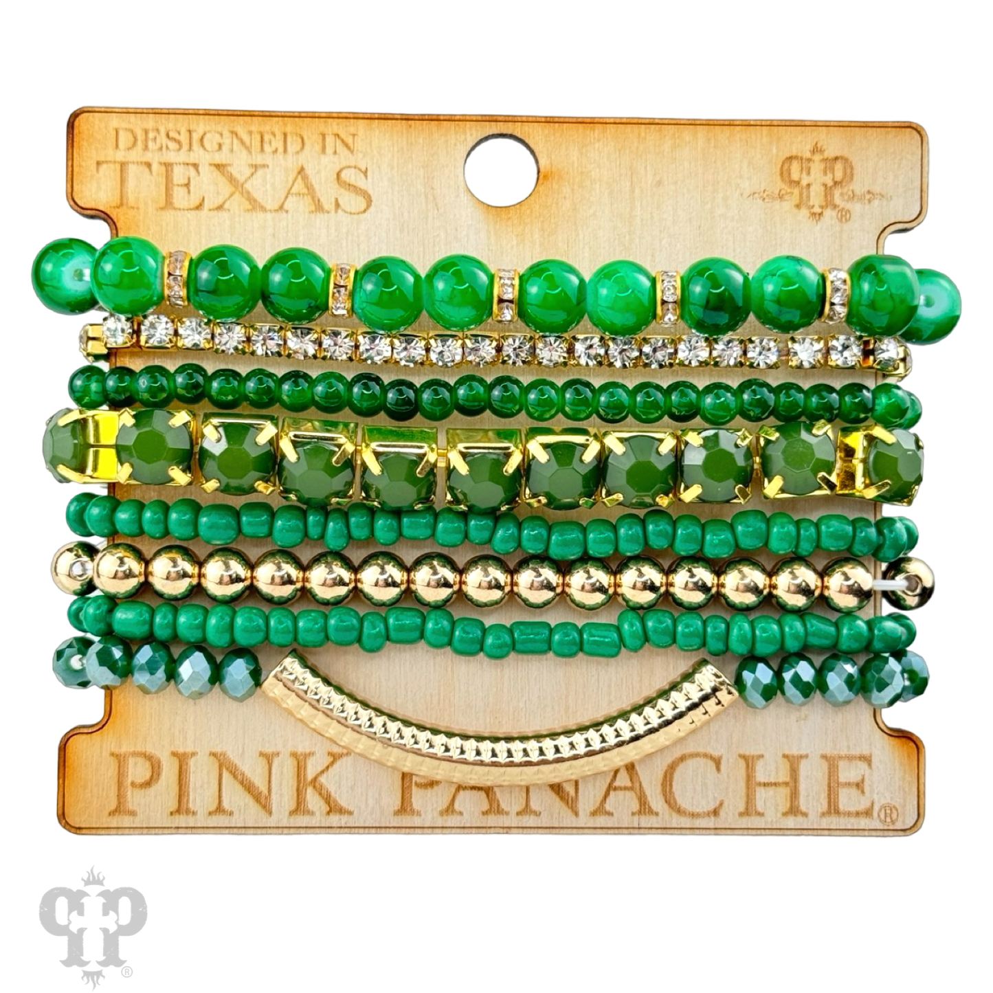 Rhinestone and beaded stands stretch bracelet