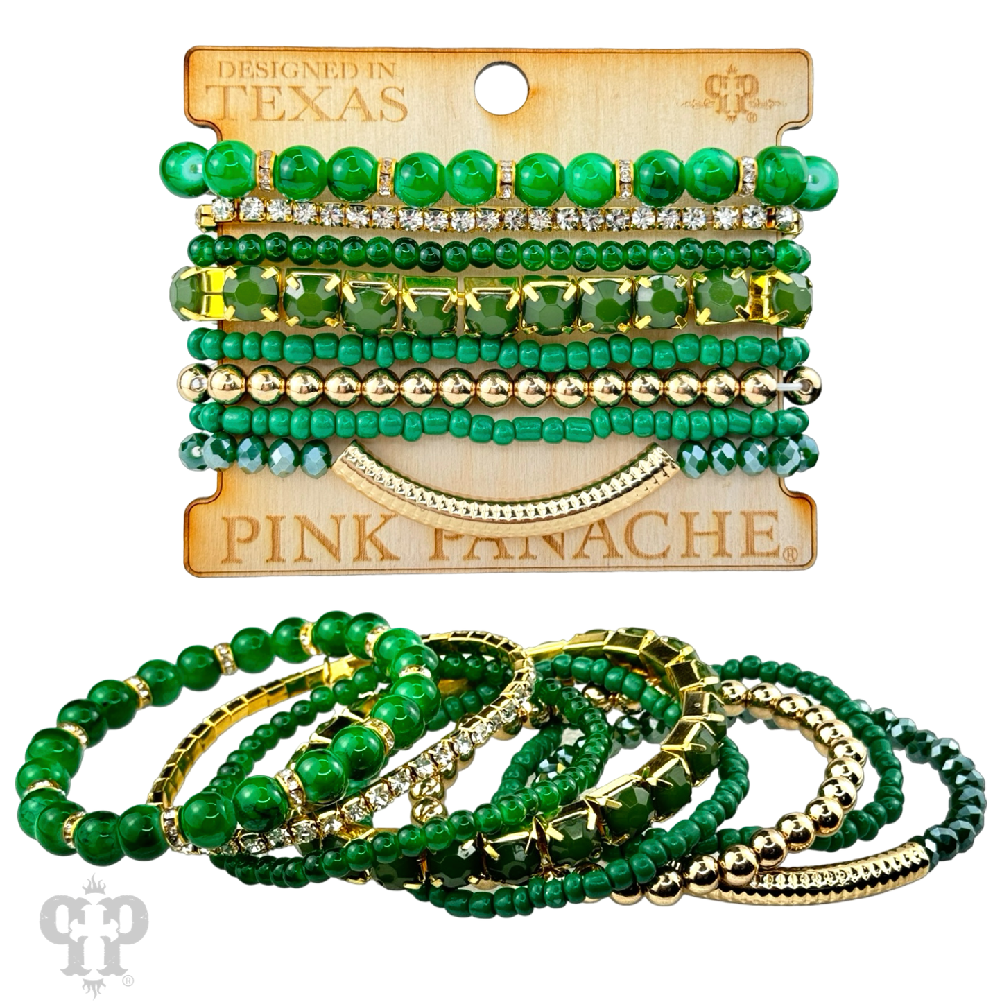 Rhinestone and beaded stands stretch bracelet