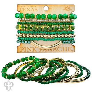 Rhinestone and beaded stands stretch bracelet