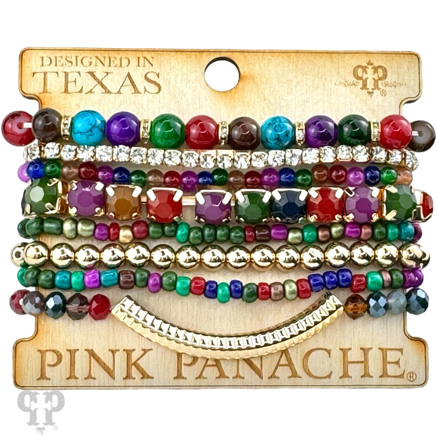 Rhinestone and beaded stands stretch bracelet