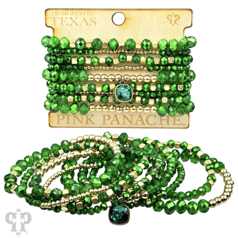 Colorful faceted and smooth bead stacked bracelet