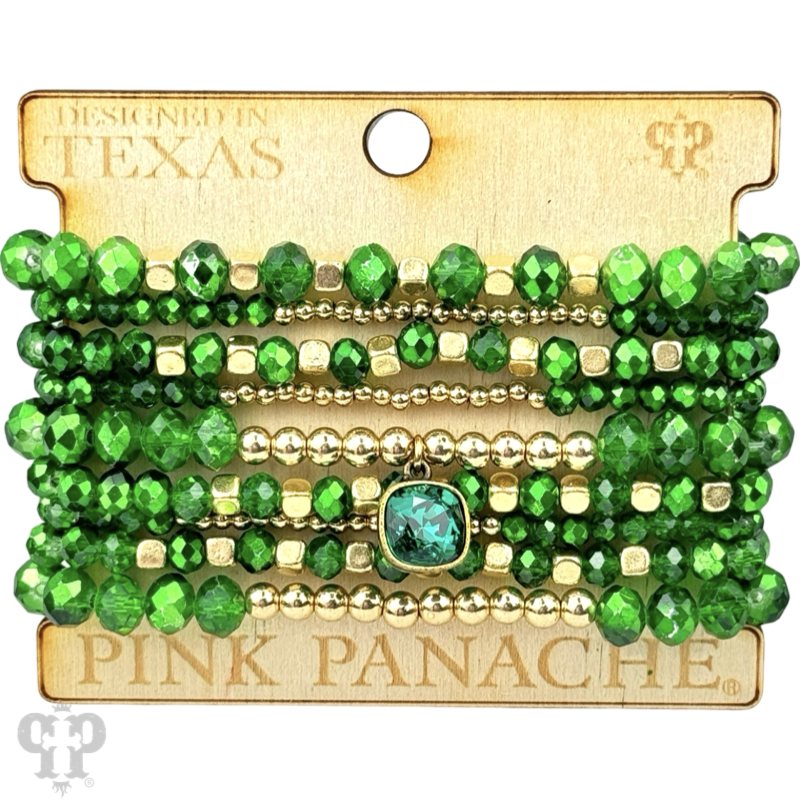Colorful faceted and smooth bead stacked bracelet
