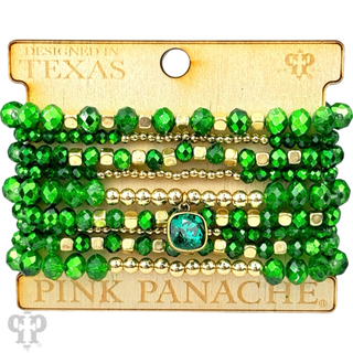 Colorful faceted and smooth bead stacked bracelet