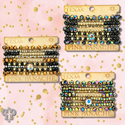 Faceted and smooth bead stacked bracelet, Austrian crystal