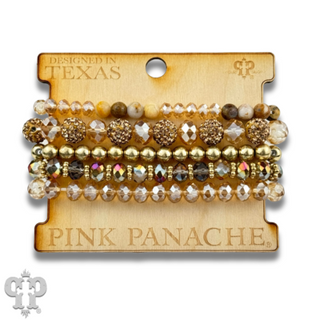Champagne bead bracelet stack