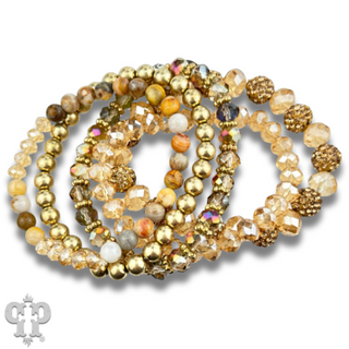 Champagne bead bracelet stack