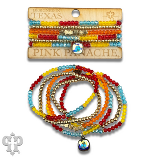 Faceted, round and star bead bracelet stack, Austrian crystal