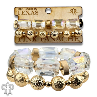 Octagon shape faceted bead bracelet stack