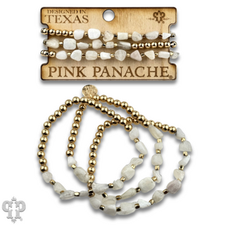 Quartz bead bracelet stack
