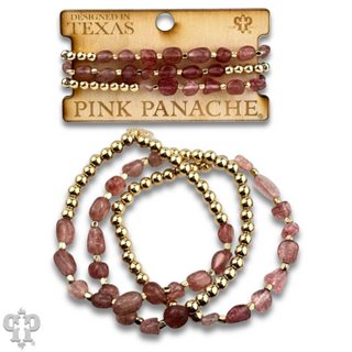 Quartz bead bracelet stack