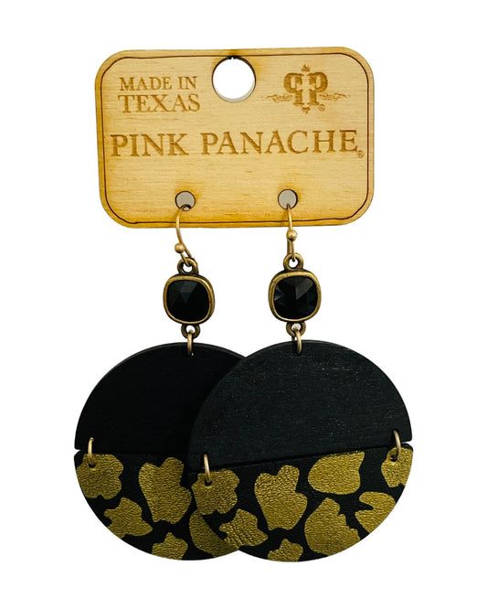 Linked animal print circle earring with Austrian crystal