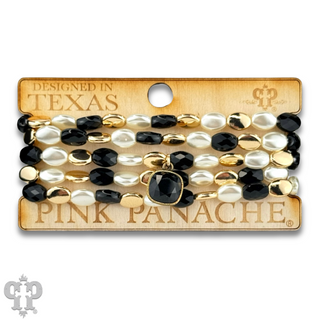 Glass and acrylic oval bead bracelet set with Austrian crystal charm