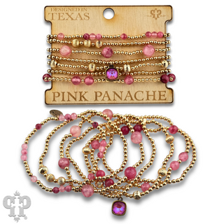 Gold and pink bead bracelet with Austrian crystal