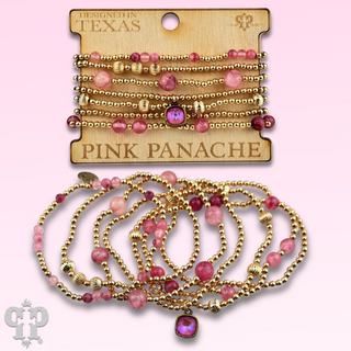 Gold and pink bead bracelet with Austrian crystal