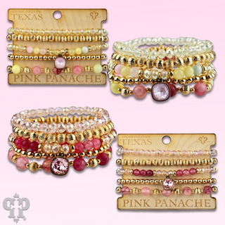 Gold and glass bead bracelet with Austrian crystal