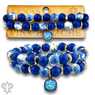 Floral bead bracelet with Austrian crystal