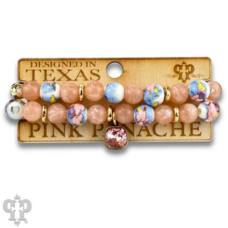 Floral bead bracelet with Austrian crystal