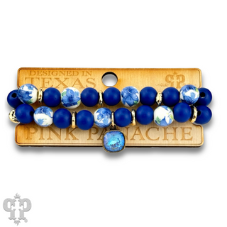 Floral bead bracelet with Austrian crystal