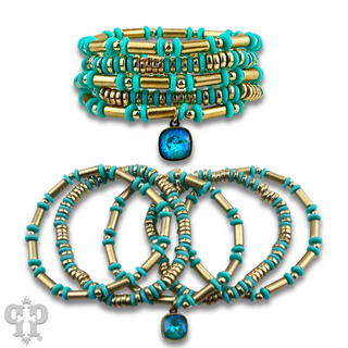 Disc and tube bead bracelet with Austrian crystal