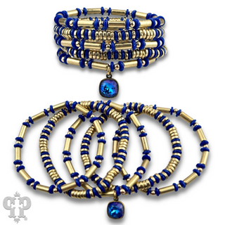 Disc and tube bead bracelet with Austrian crystal