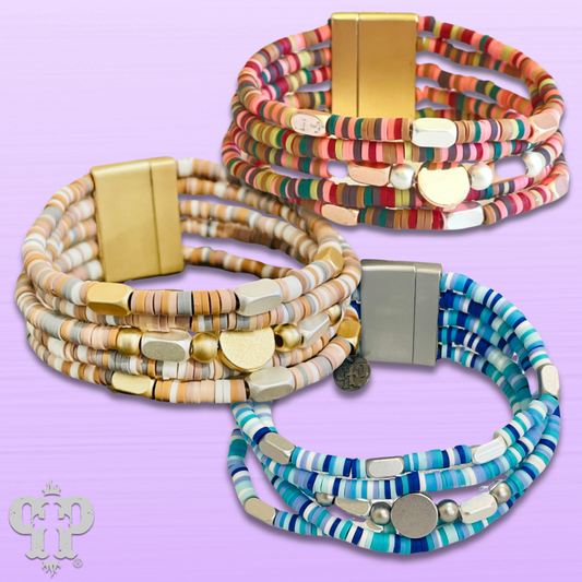 Disc and pearl bead magnetic bracelet, last call