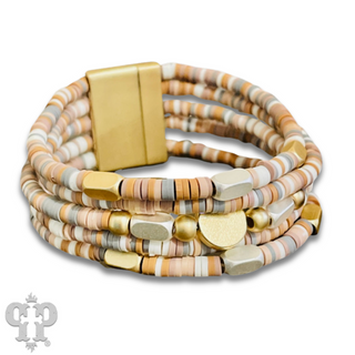 Disc and pearl bead magnetic bracelet