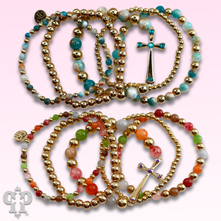 Shiny finish cross bracelet with Austrian crystals