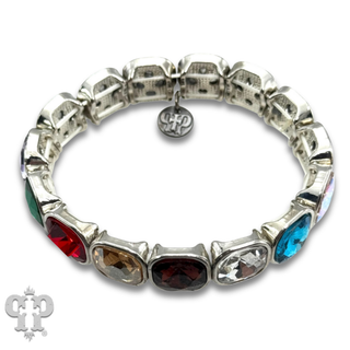 Square rhinestone single strand bracelet, curvy size- LC