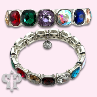 Square rhinestone single strand bracelet, curvy size- LC