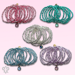 Metallic faceted bead bracelet with Austrian crystal