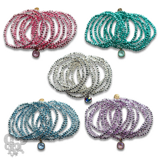 Metallic faceted bead bracelet with Austrian crystal