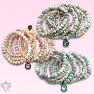 Ombre faceted bead bracelet with Austrian crystal