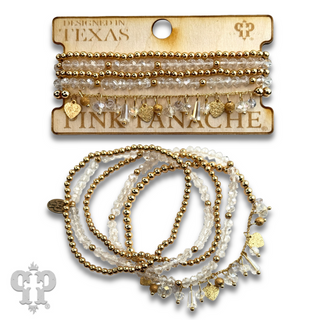 Heart and variety bead charm bracelet